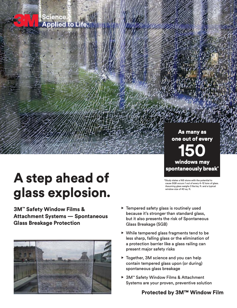 3M Safety Window Films Spontaneous Glass Breakage Segment Card