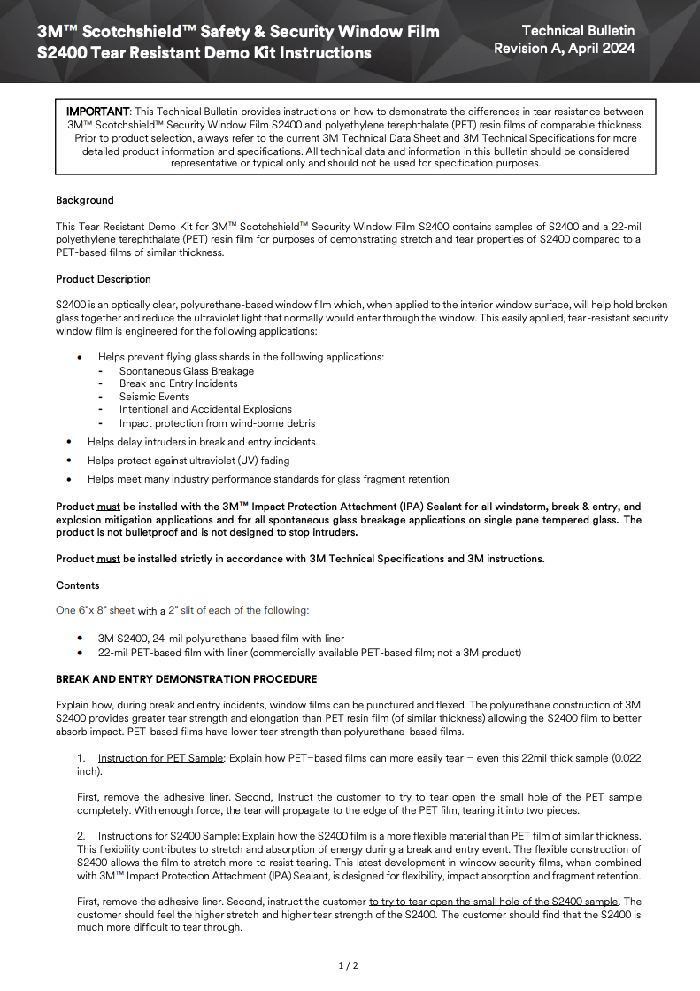 s2400 Tech Bulletin Reva Physical Properties